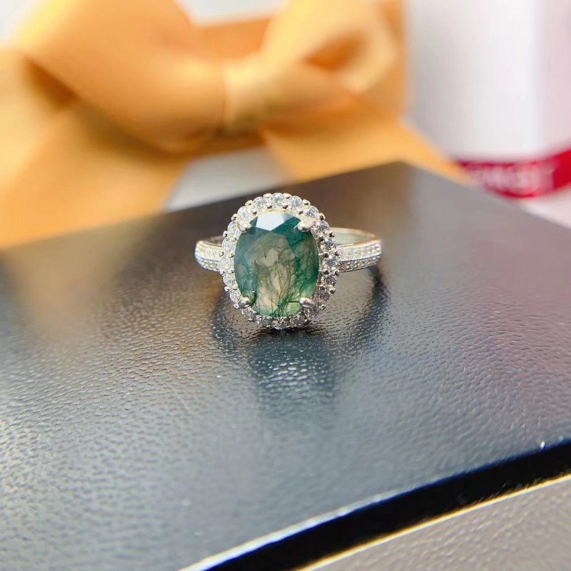Jewelry Making University - Cincin batu akik lumut alami, cincin