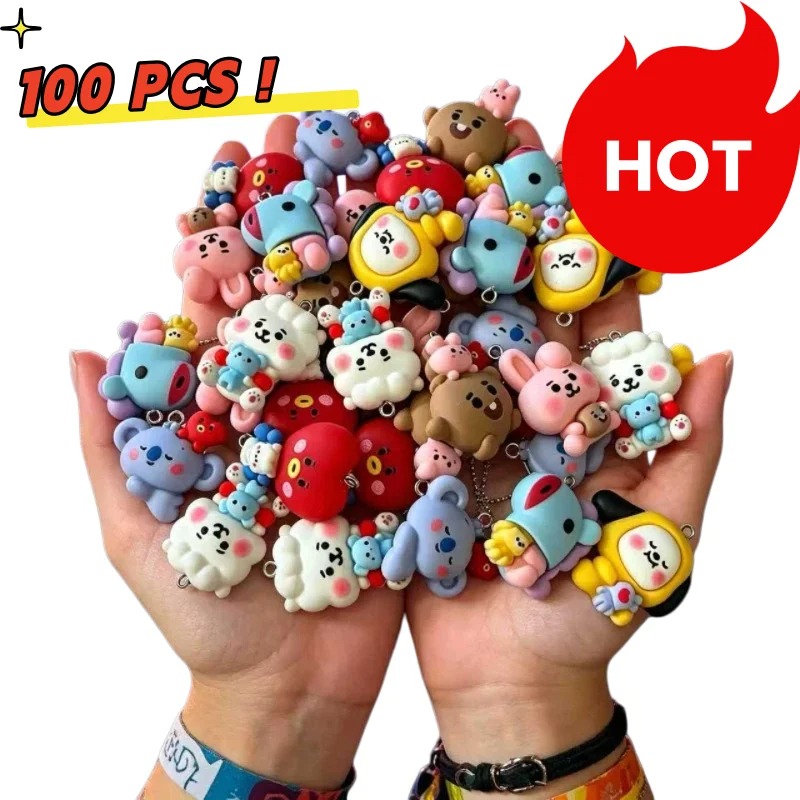 Jewelry Making Parts - 7pcs BT21 Resin Kartun Charm Aksesoris