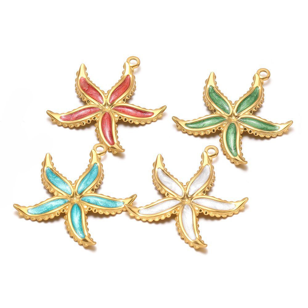Jewelry Making Supplies Wholesale - 4 Buah Jimat Bintang Laut Enamel