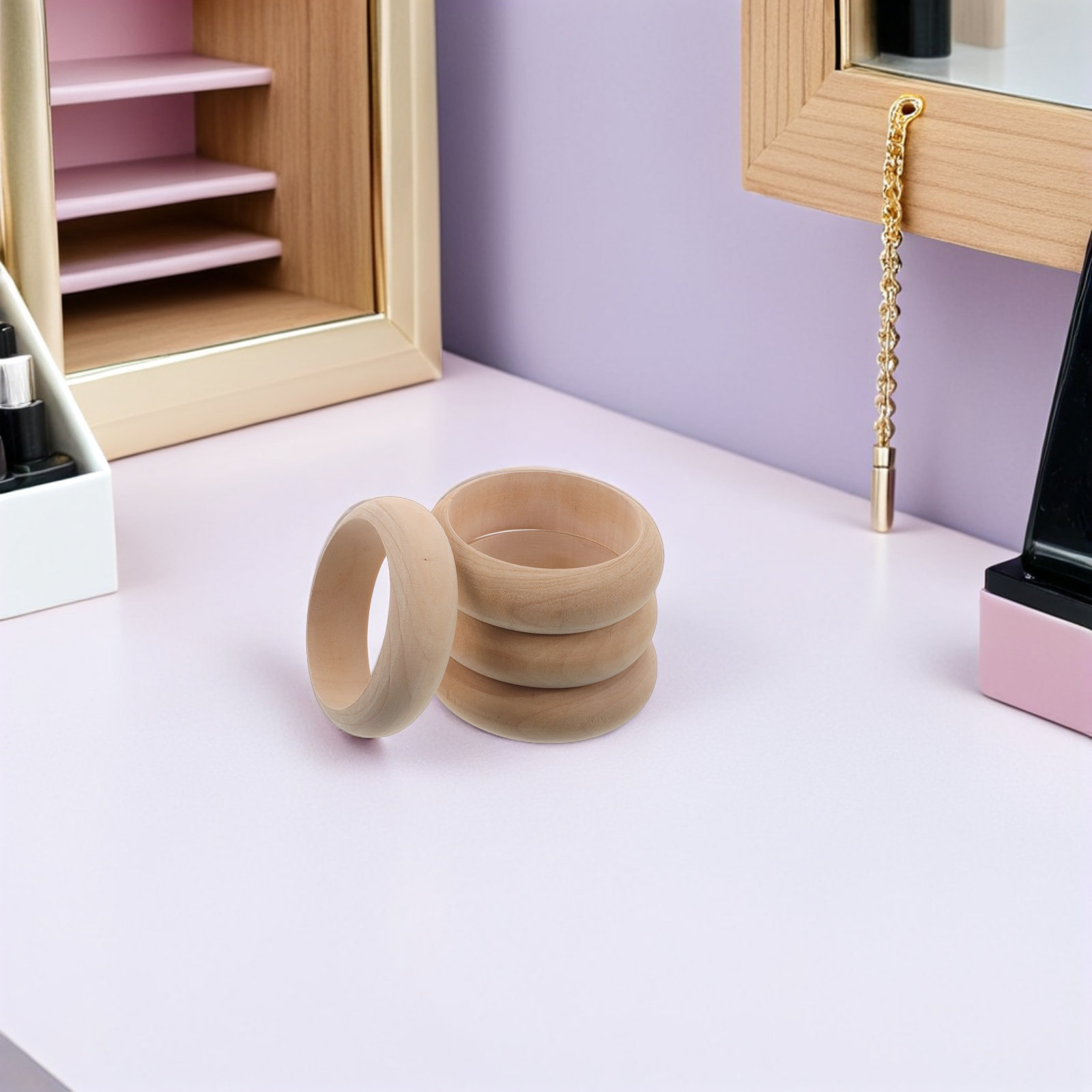 4 Buah Gelang Kayu Alami Koson - Jewelry Making A Ring ulasan dan harga