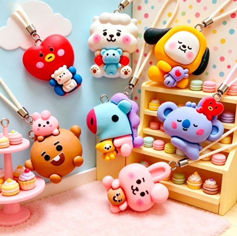 7pcs BT21 Resin Kartun Charm A - Jewelry Making Parts ulasan dan harga