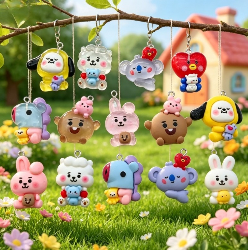 7pcs BT21 Resin Kartun Charm A - Jewelry Making Parts ulasan dan harga