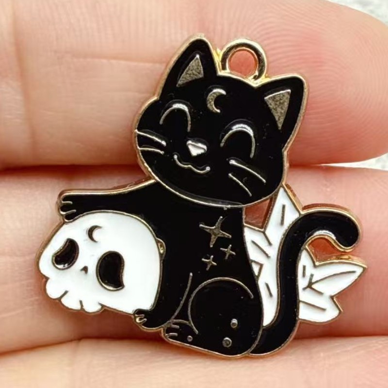 10pcs Liontin Kucing Hitam Ena - Jewelry Making Parts ulasan dan harga